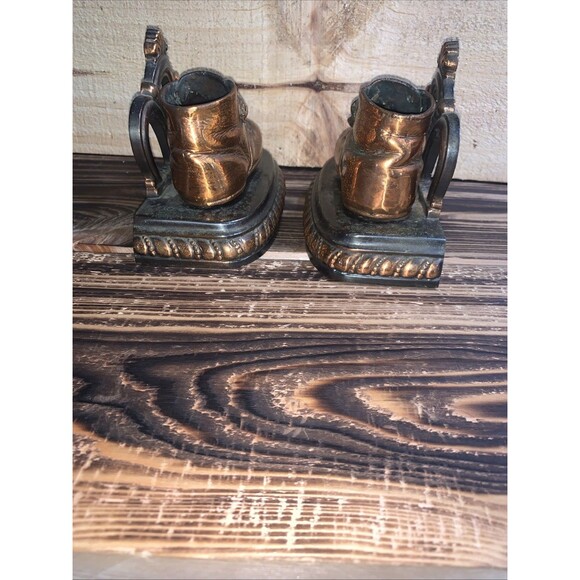 Vintage MCM BRONZE BABY Boots Book Ends - Picture 5 of 10